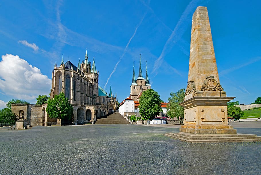 erfurt cathedral, cathedral square, thuringia germany, old town, HD wallpaper