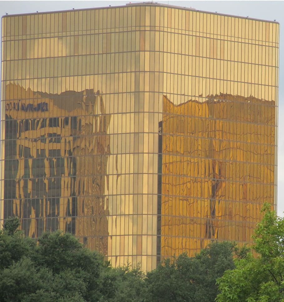 Building, Golden, Reflection, Reflective, glass, architecture HD wallpaper
