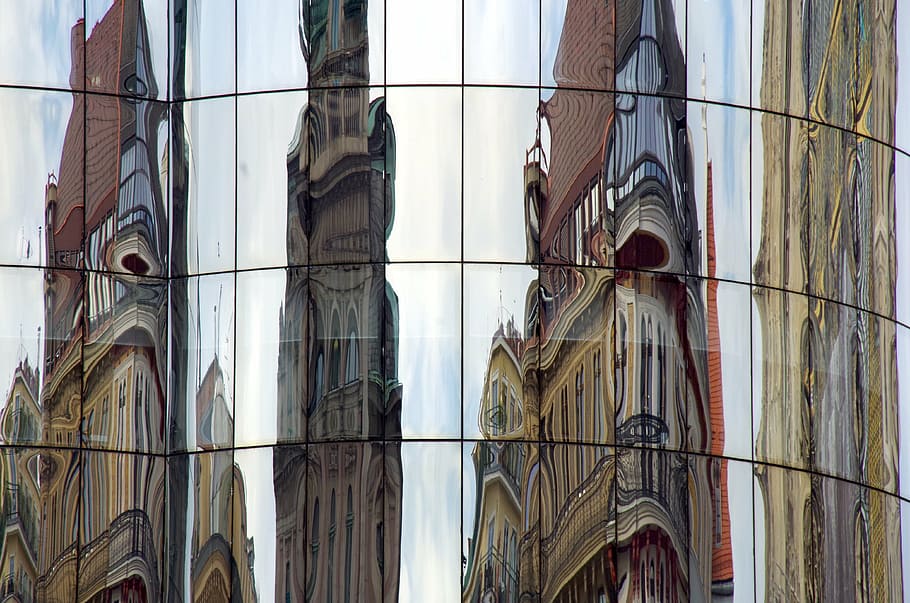 haas-haus, home, glass facade, mirroring, vienna, built structure, HD wallpaper