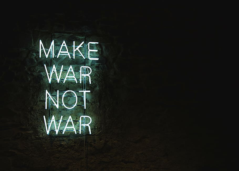 dark, illuminated, illustration, light, sign, text, war, communication HD wallpaper