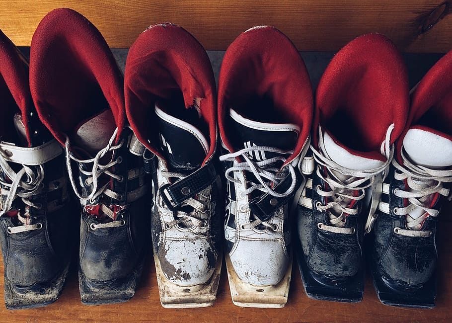 ski, boots, worn, equipment, old, leather, shoe, sport, pair HD wallpaper
