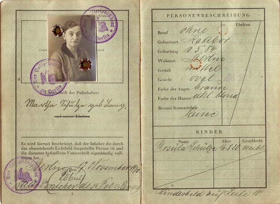 beige printer paper, passport, old, vintage, 1930, deusches rich, HD wallpaper