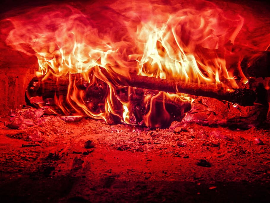 fire, flames, heat, lit, wood fired oven, burning, heat - temperature HD wallpaper