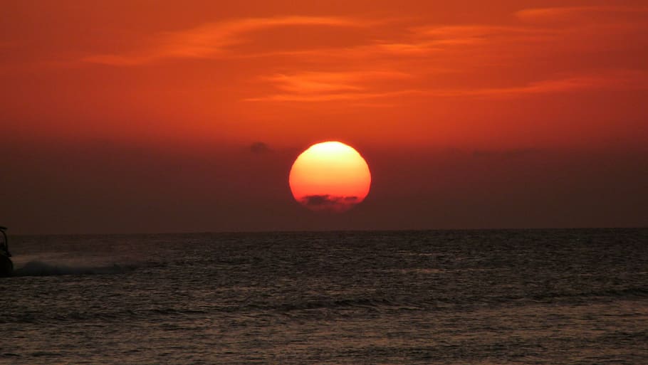 sunset, sea, nature, summer, sky, dusk, orange Color, sunlight HD wallpaper