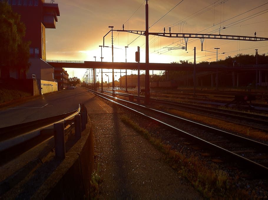 Railway Station, Railroad Track, seemed, transport, switzerland, HD wallpaper