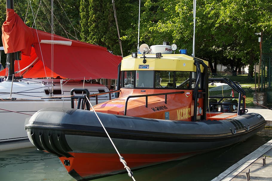 ship, boat, inflatable, fast, port, berthed, motorboat, transportation HD wallpaper