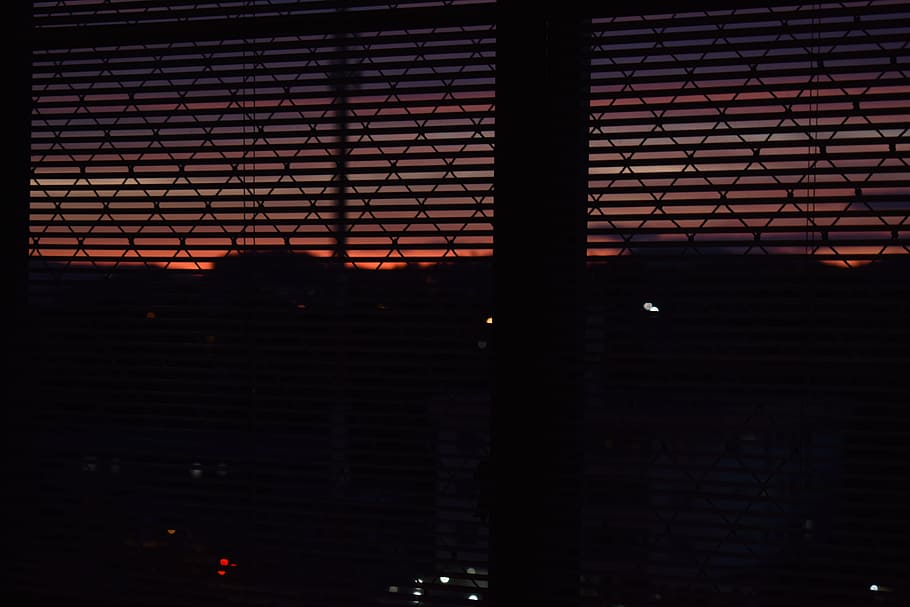 twilight, window, dusk, silhouette, sky, horizon, against light, HD wallpaper