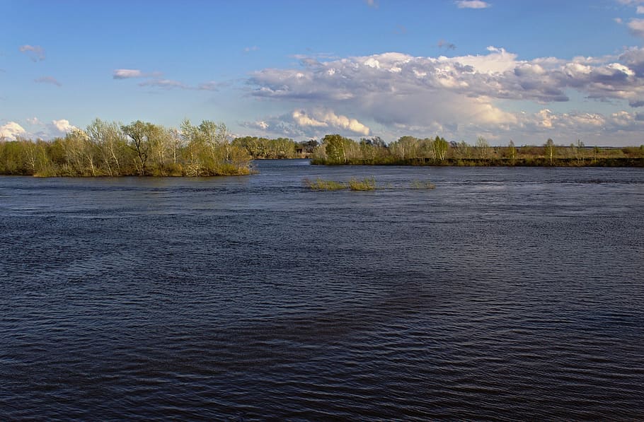 river, island, clouds, water, sky, cloud - sky, scenics - nature HD wallpaper