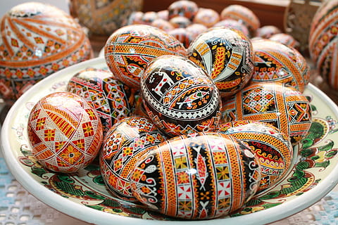 ornament, easter eggs, painted eggs, pysanka, christ is risen HD wallpaper