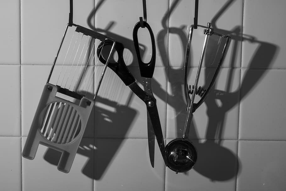 Kitchen, Shadows, Black And White, indoors, hanging, no people HD wallpaper