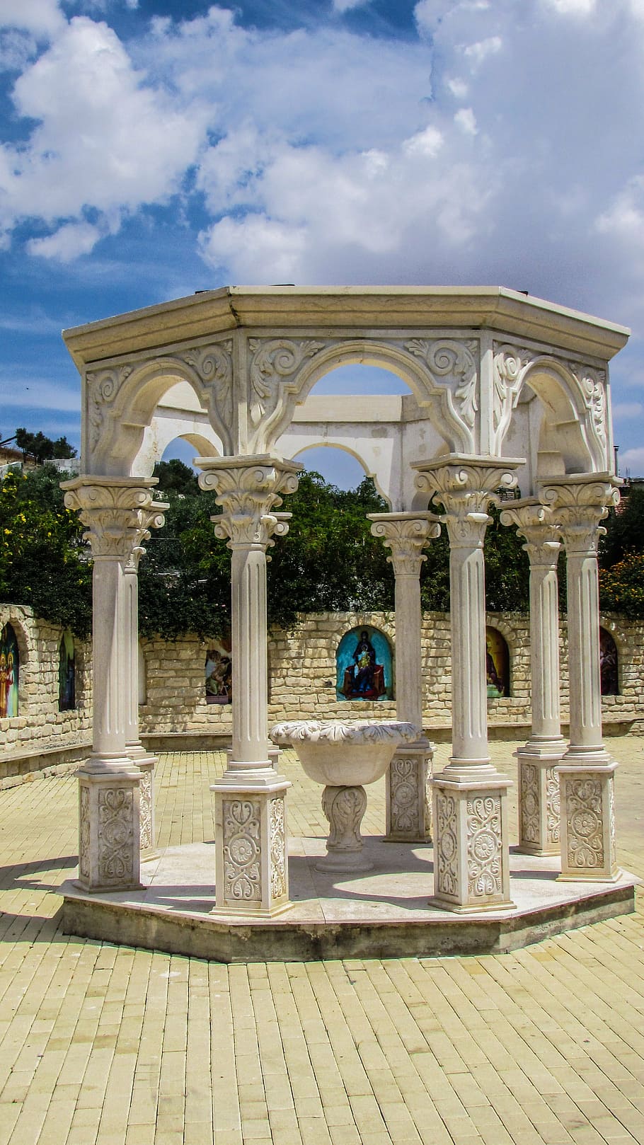 peristyle, colonnade, monastery, column, cyprus, architecture HD wallpaper