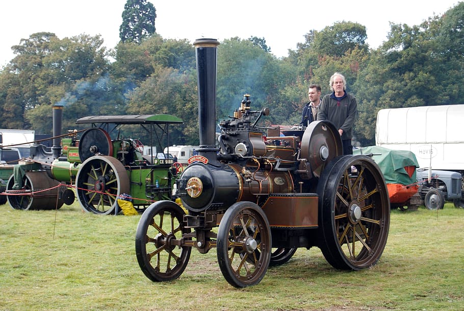 steam engine, traction, vintage, smoke, machine, machinery HD wallpaper
