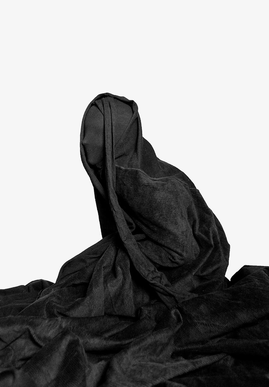 black textile, figure, cloth, fabric, cord, dummy, blanket, veil, HD wallpaper