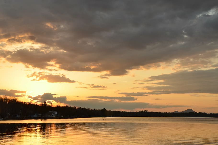 more, evening, sun, sunset, evening red, horizon, twilight HD wallpaper