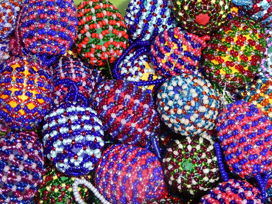 Easter Eggs, Colorful, Beads, decoration, happy easter, multi colored HD wallpaper