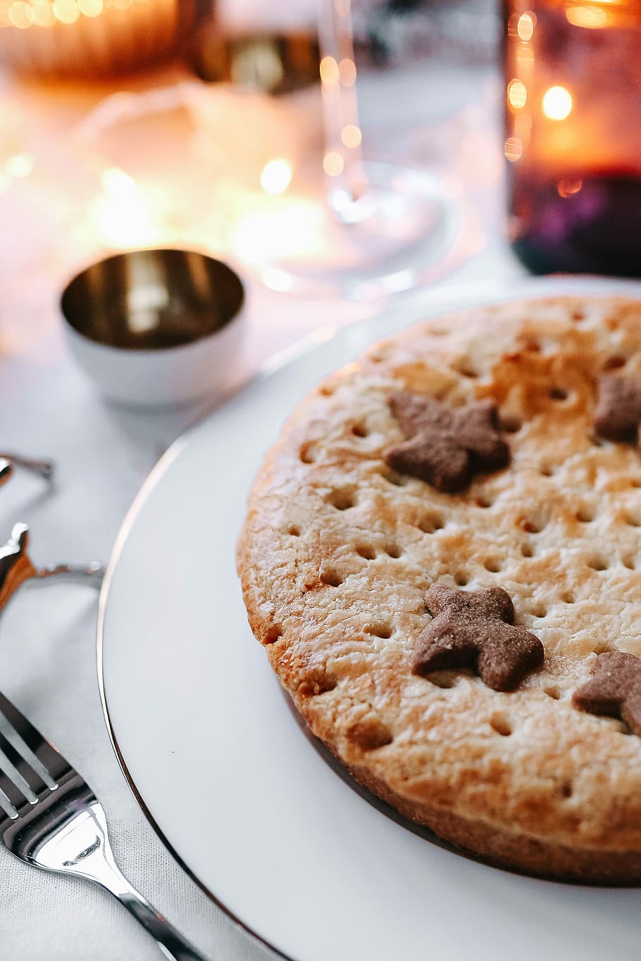 Christmas cake and orange, food, tableware, sweets, xmas, sweetnes HD wallpaper