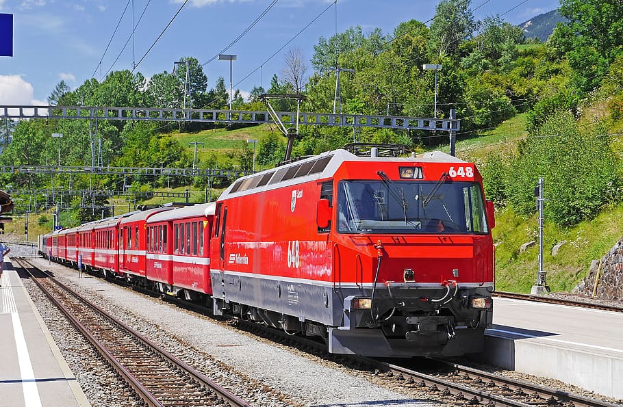 switzerland, rhaetian railways, filisur, railway station, hub, HD wallpaper
