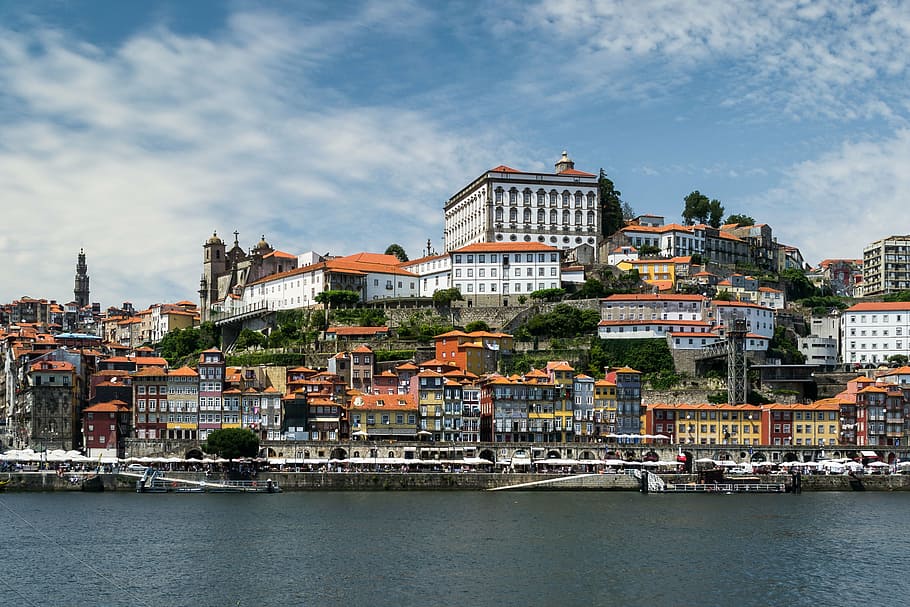 panoramic photo of high-rise buildings, porto, portugal, river douro