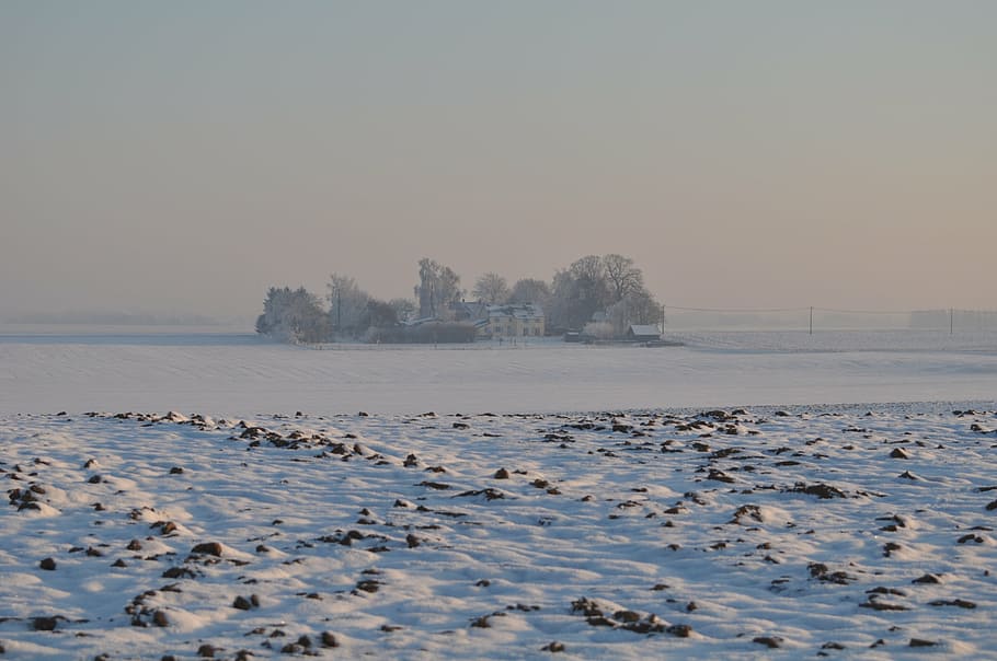 winter, snow, landscape, sunset, winter landscape, soil, white HD wallpaper