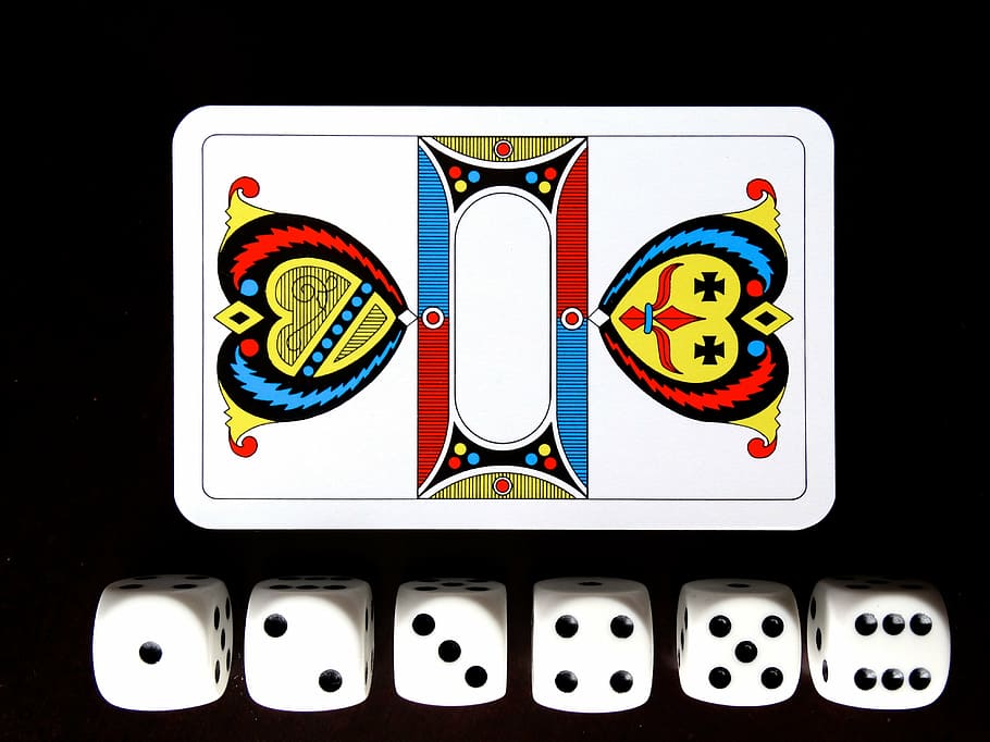 white dices, ace, shield, cube, cards, jass cards, card game HD wallpaper