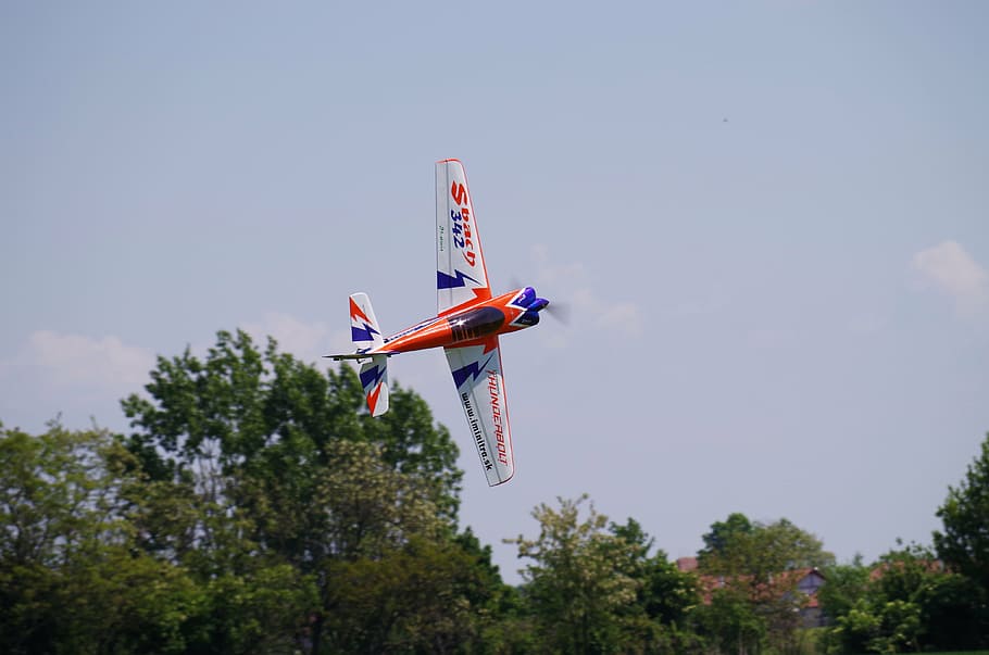 aircraft, model, flying, tree, sky, nature, air vehicle, plant HD wallpaper