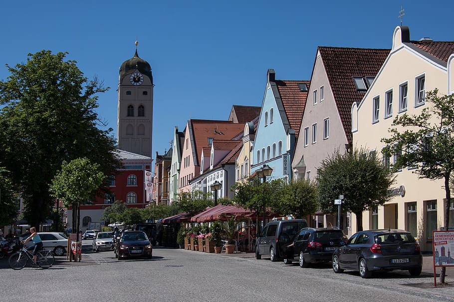 townhouses, erding, altbayerisch, duke city, long line, upper bavaria, HD wallpaper