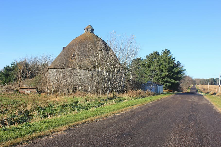 farm, barn, round barn, countryside, rural, wooden, rustic, HD wallpaper