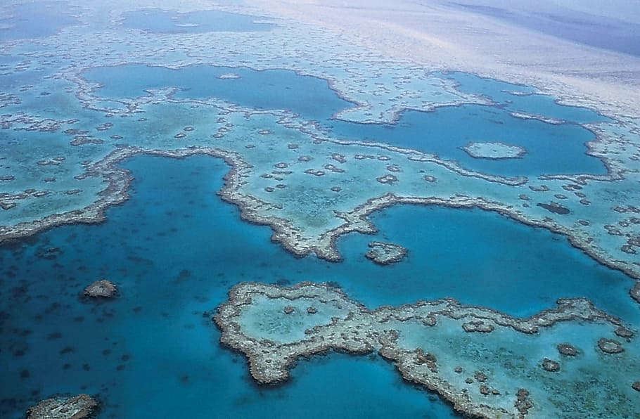 aerial photography of The Great Blue Hole, great barrier reef