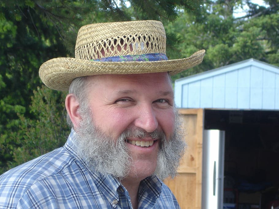 Man, Hat, Laughing, Fuzzy, Beard, happy, fuzzy beard, lambchops HD wallpaper