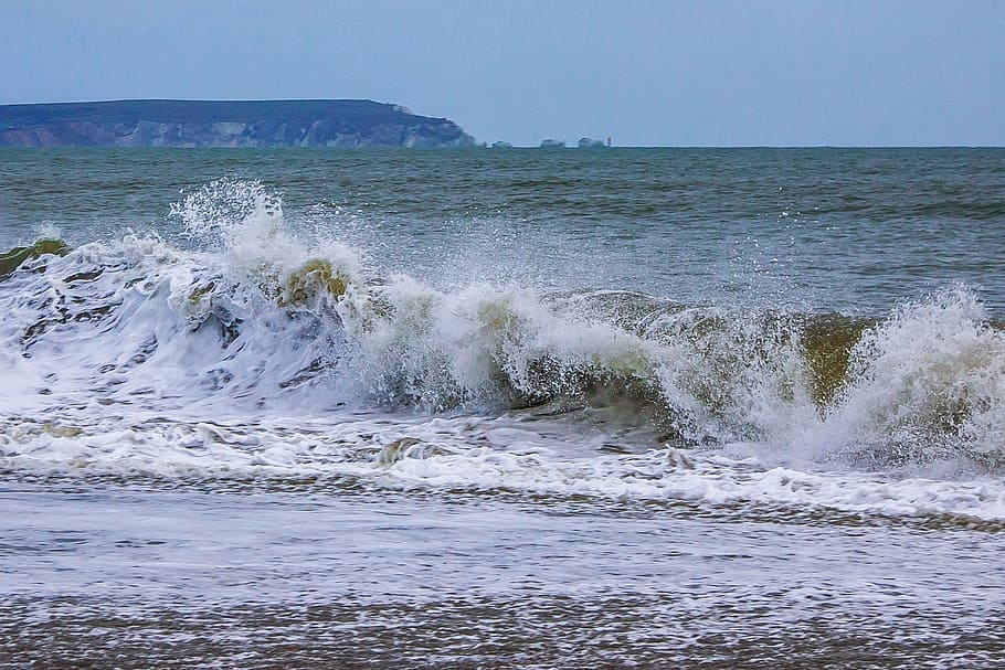 sea wave during daytime, waves, ocean, england, beach, nature HD wallpaper