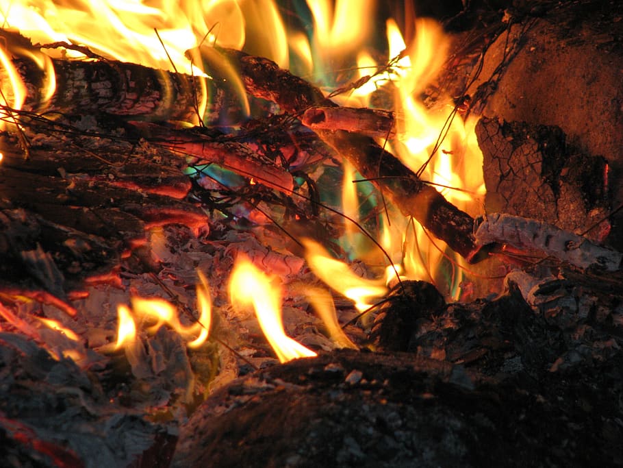 fire, campfire, bonfire, flame, burn, blaze, wood, burning HD wallpaper