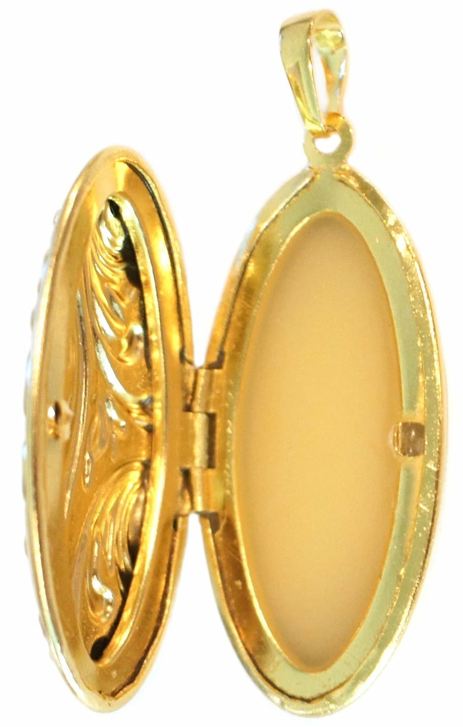 gold-colored locket, solid perfume locket, golden, pendant HD wallpaper