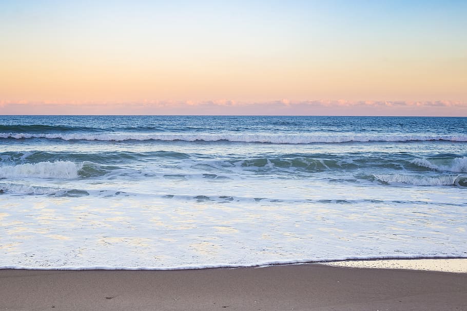 beach, sunset, ocean, sunset beach, sea, sky, water, sand, nature HD wallpaper
