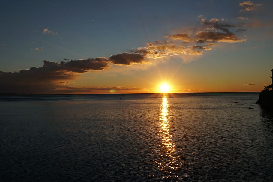 Sunset, Sea, Clouds, sunset sea, abendstimmung, reflection HD wallpaper