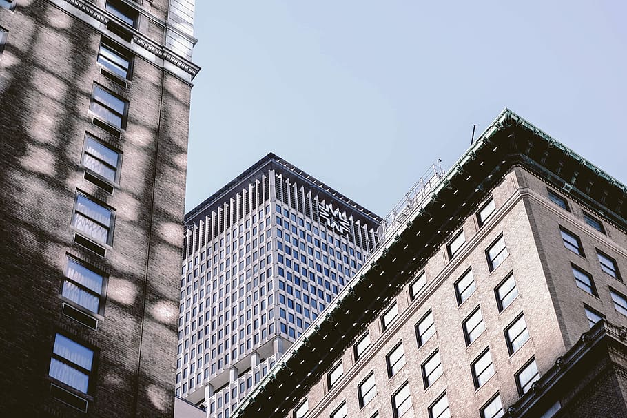 photo of three gray buildings, skyscraper, architecture, building Exterior HD wallpaper