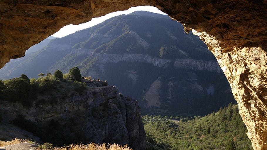 Mountain, Cave, Framed, Cavern, arch, nature, day, outdoors HD wallpaper