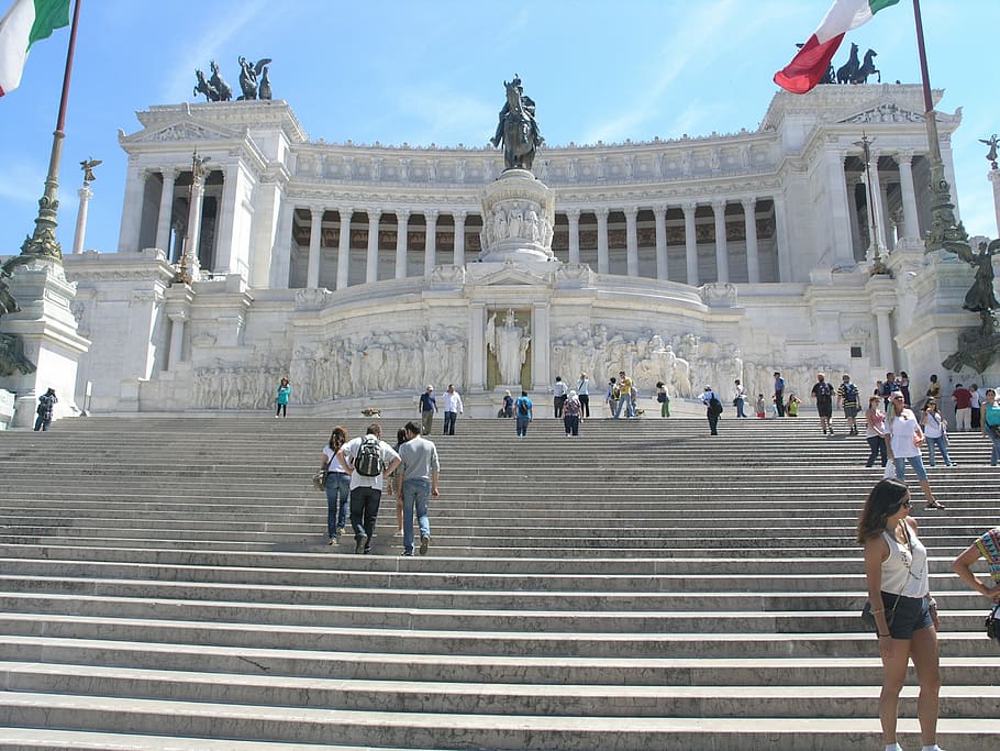 italy, steps, monument, architecture, rome, group of people HD wallpaper