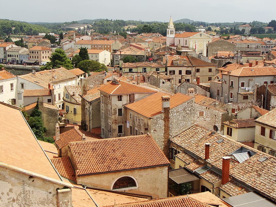 panorama view, roofs, rooftops, landscape, travel, panoramic HD wallpaper