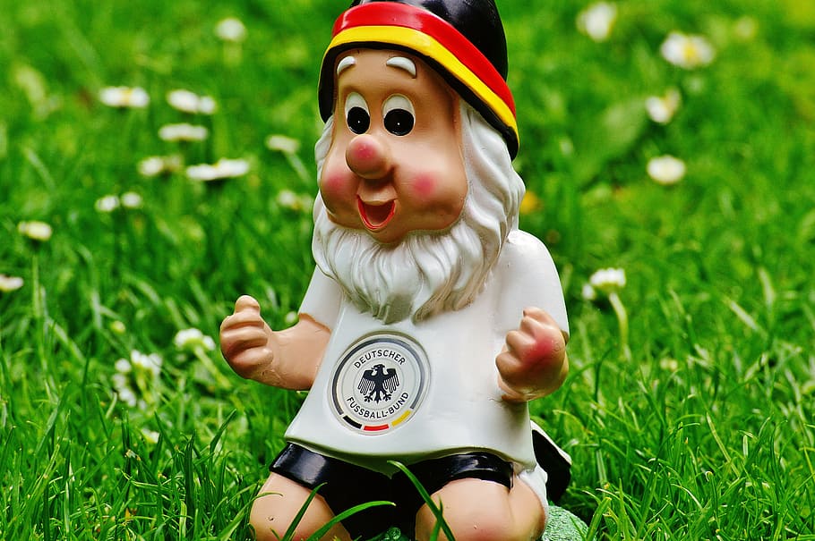 ceramic gnome figurine on green grass, em, european championship, HD wallpaper
