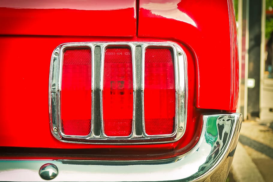 close-up photo of Ford Mustang taillight, auto, oldtimer, automotive, HD wallpaper