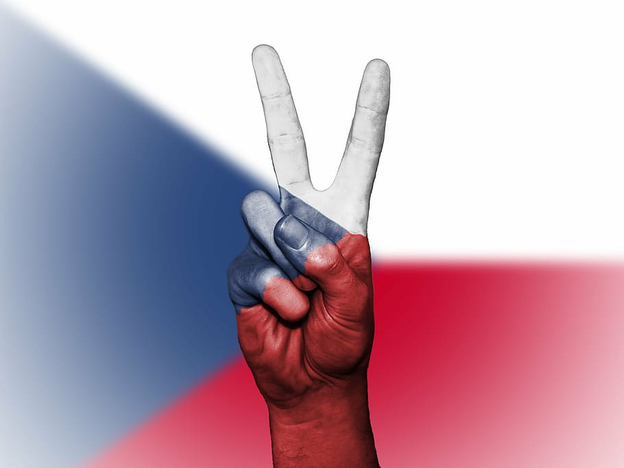 czechia, peace, hand, nation, background, banner, colors, country