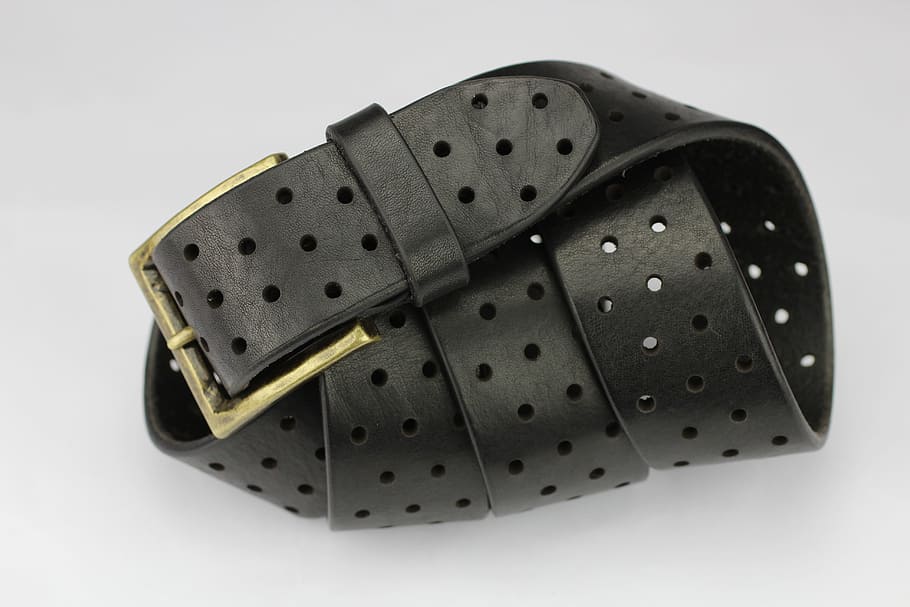 rolled black leather belt, waistbelt, buckle, clothing, fashion