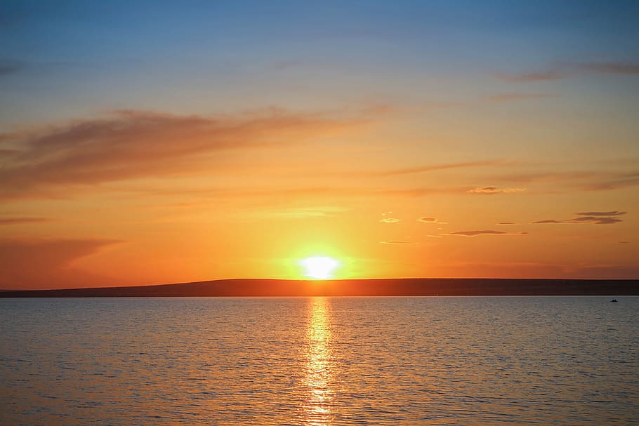 evening, sunset, nature, summer, sea, sunset sky, orange, dusk HD wallpaper
