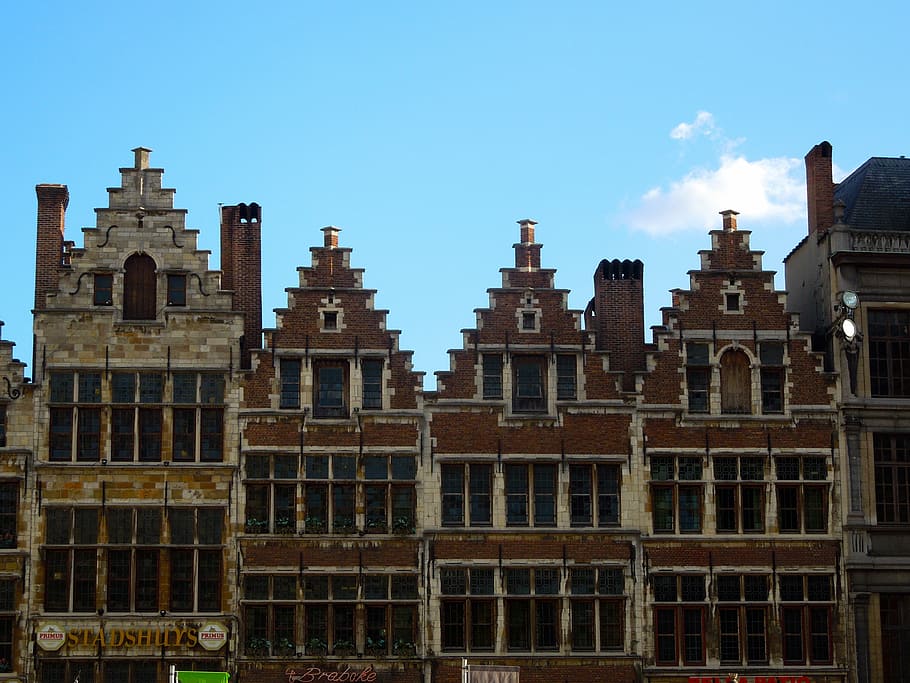antwerp, belgium, facades, bricks, architecture, building, heaven HD wallpaper
