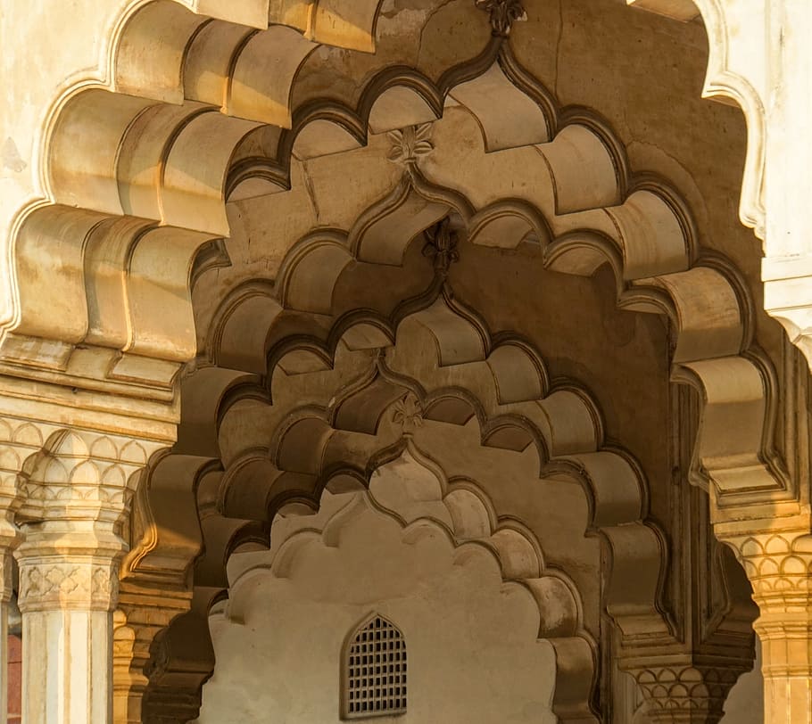 architecture, old, pillar, stone, building, goal, india, agra HD wallpaper