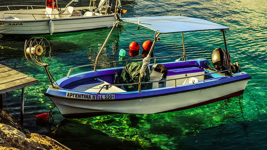 Boat, Harbor, Floating, Sea, Clear, transparent, dock, ayia napa HD wallpaper