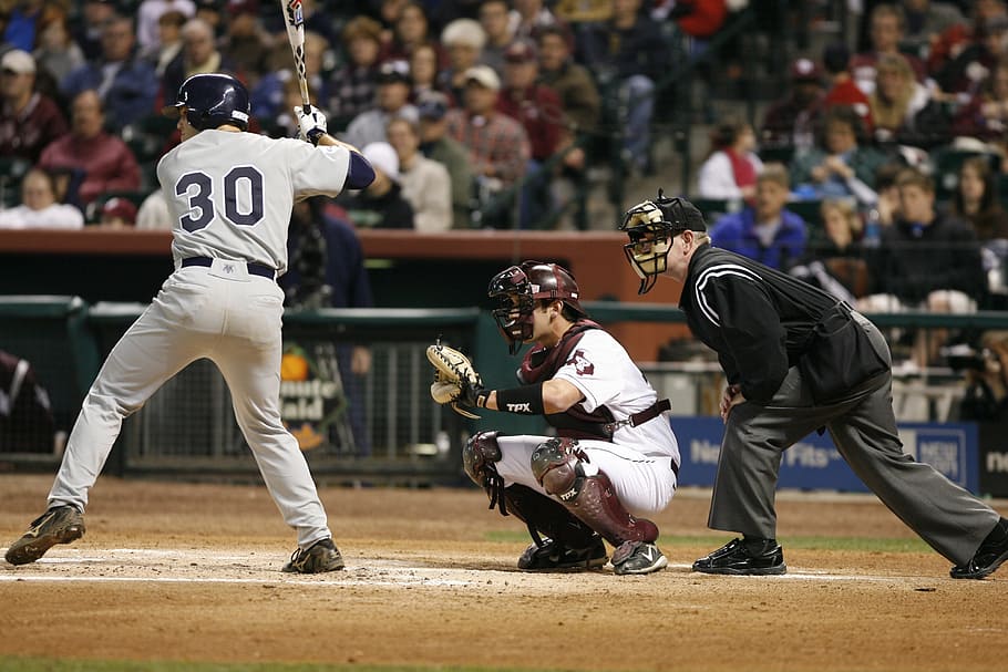 baseball, game, hitter, catcher, umpire, home plate, sport HD wallpaper