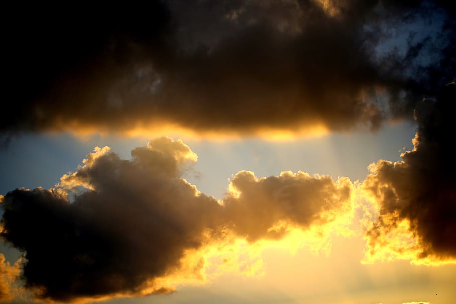 cloud, sun, sunset, sky, weather, cloudscape, storm, wind, bright HD wallpaper