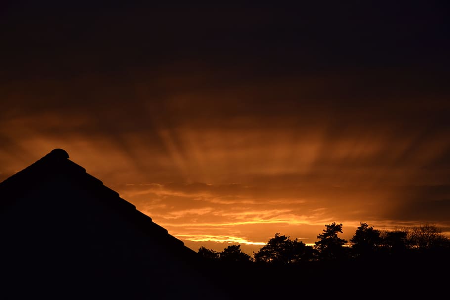 Sunset, Nature, nature sunset, silhouette, scenics, dramatic sky HD wallpaper