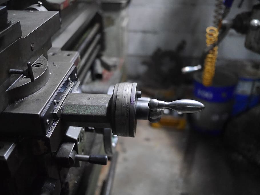 selective focus photography of gray crank, milling, machine HD wallpaper